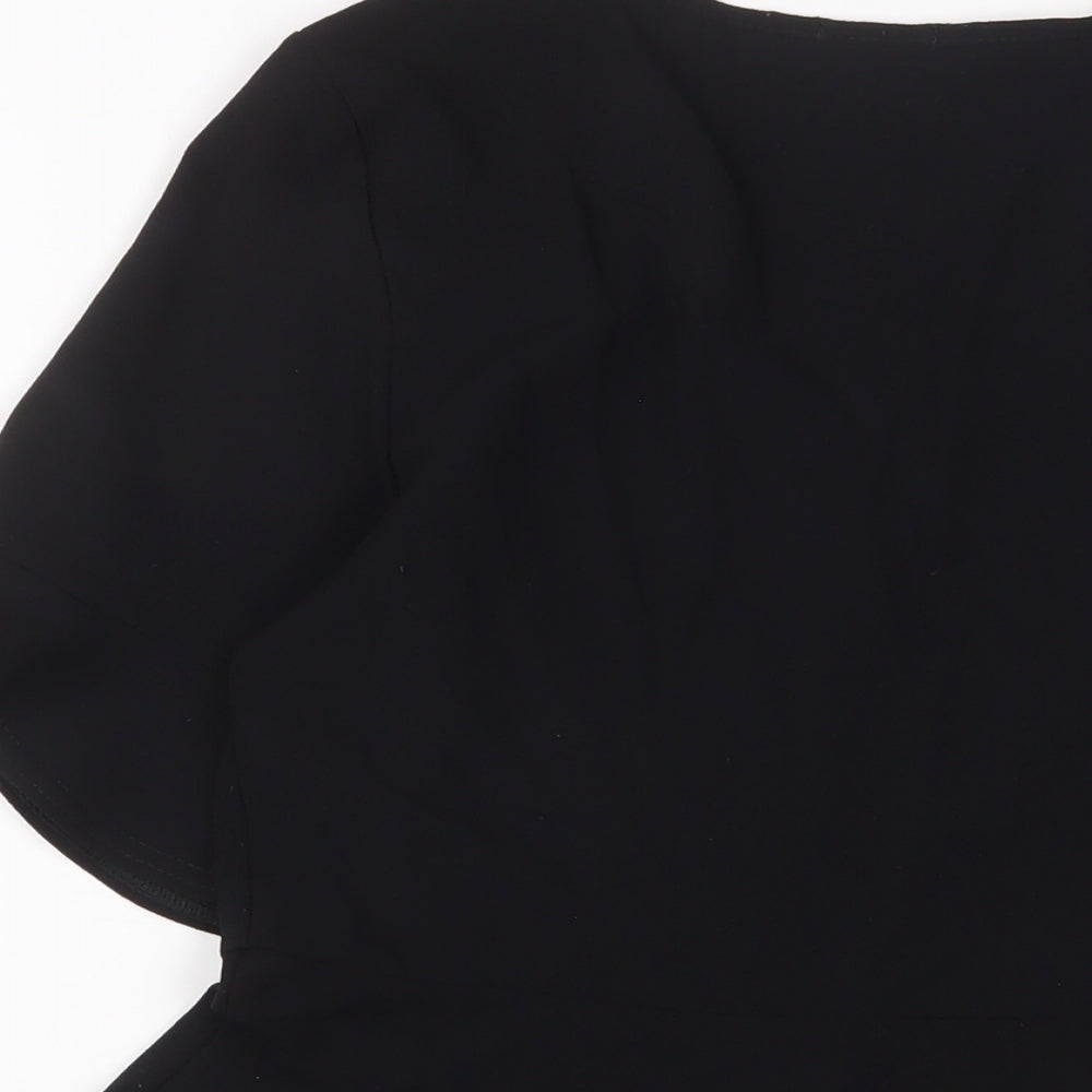 Womens UK Size 10 PRETTYLITTLETHING Black Basic Button-Up