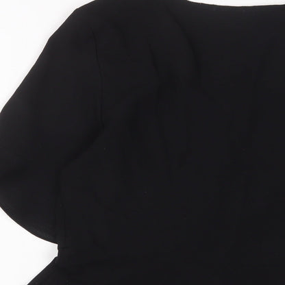 Womens UK Size 10 PRETTYLITTLETHING Black Basic Button-Up