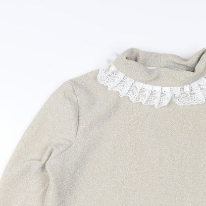 Acheval Womens Gold Polyamide Pullover Sweatshirt Size L Pullover - Glitter