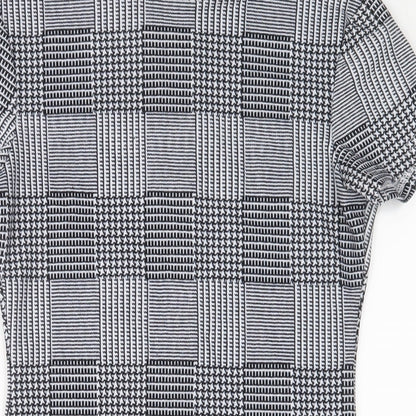 AX Paris Womens Grey Plaid Polyester Bodycon Size 10 Round Neck Zip