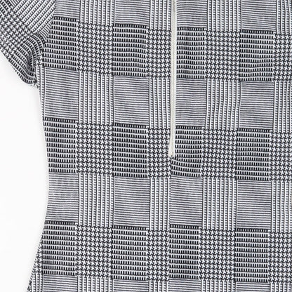 AX Paris Womens Grey Plaid Polyester Bodycon Size 10 Round Neck Zip