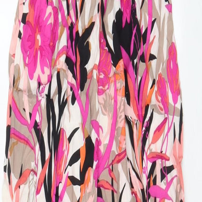 Miss Selfridge Womens Pink Geometric Viscose Jumpsuit One-Piece Size 8 Pullover