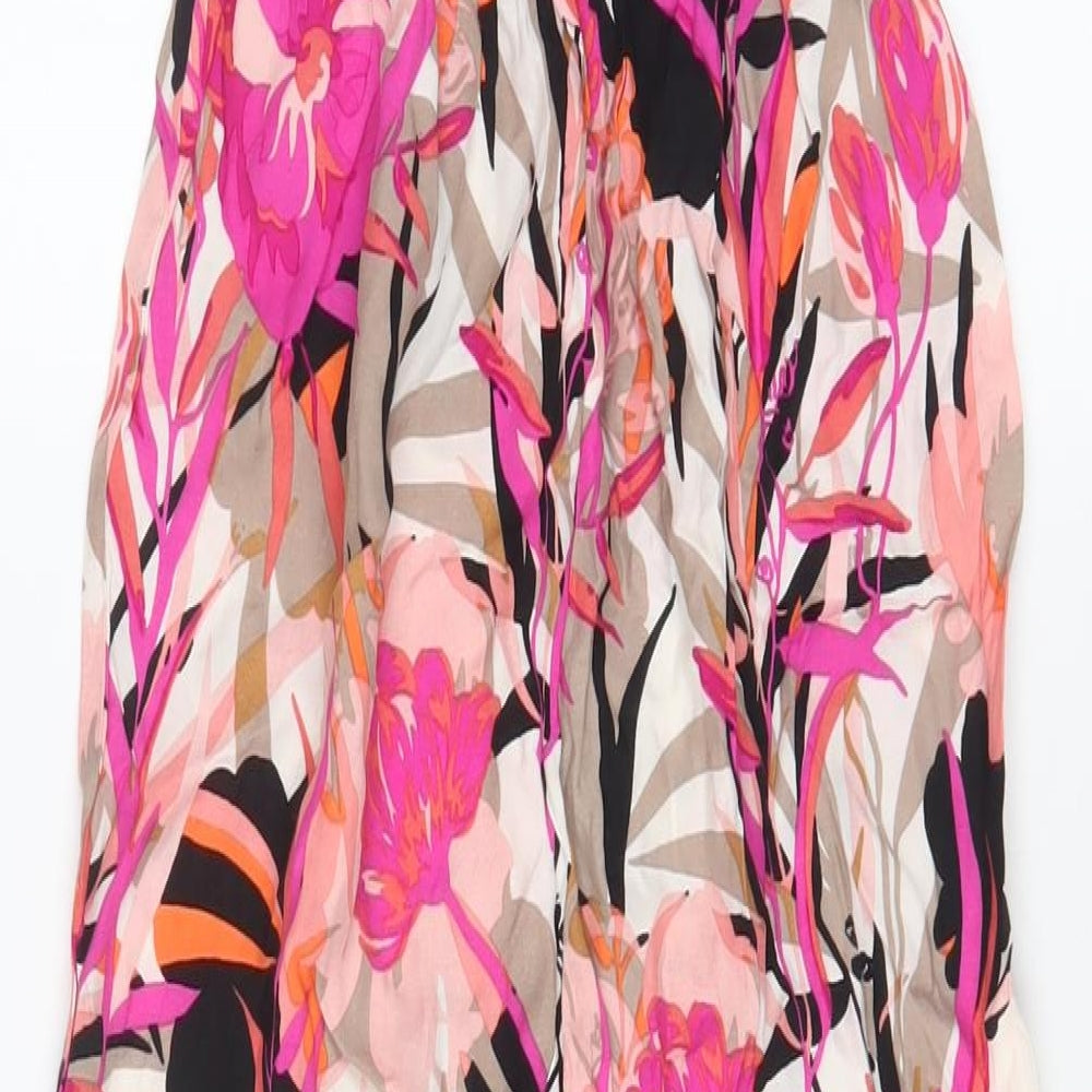 Miss Selfridge Womens Pink Geometric Viscose Jumpsuit One-Piece Size 8 Pullover