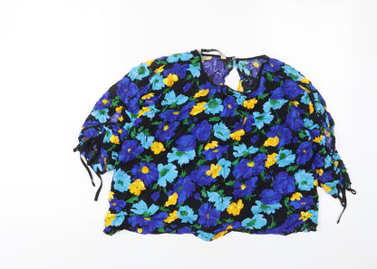Womens UK Size M Zara Blue Basic T-Shirt