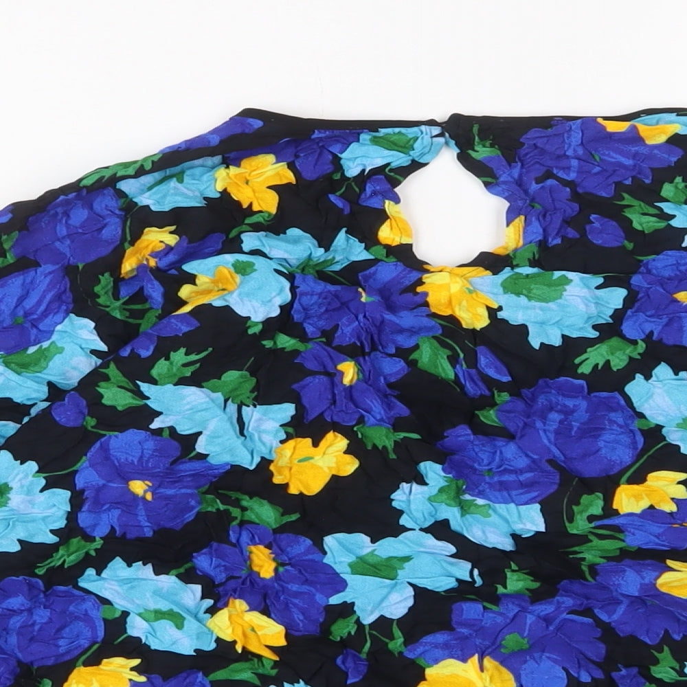 Womens UK Size M Zara Blue Basic T-Shirt