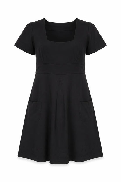 Implicate Womens Black Polyester A-Line Size 14 Square Neck Pullover - Embroidered