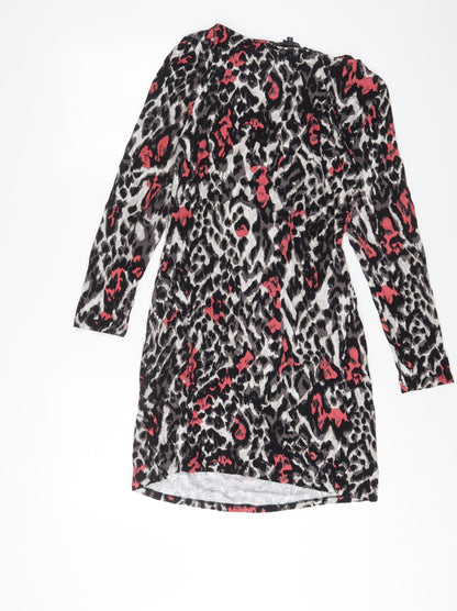 Marks and Spencer Womens Multicoloured Animal Print Viscose A-Line Size 12 Boat Neck Pullover