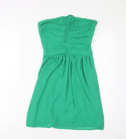 Zara Womens Green Polyester A-Line Size S Off the Shoulder Zip