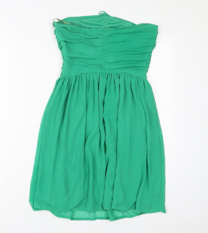 Zara Womens Green Polyester A-Line Size S Off the Shoulder Zip