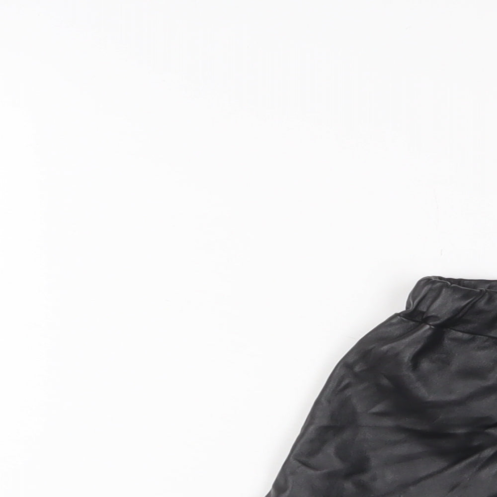 PRETTYLITTLETHING Womens Black Polyurethane Basic Shorts Size 8 Regular Pull On