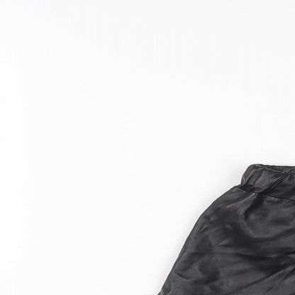 PRETTYLITTLETHING Womens Black Polyurethane Basic Shorts Size 8 Regular Pull On