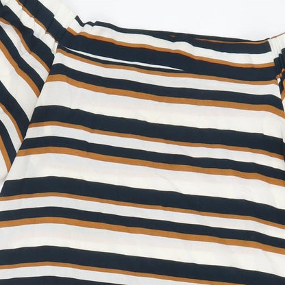 New Look Womens Multicoloured Striped Polyester A-Line Size 12 Boat Neck Pullover