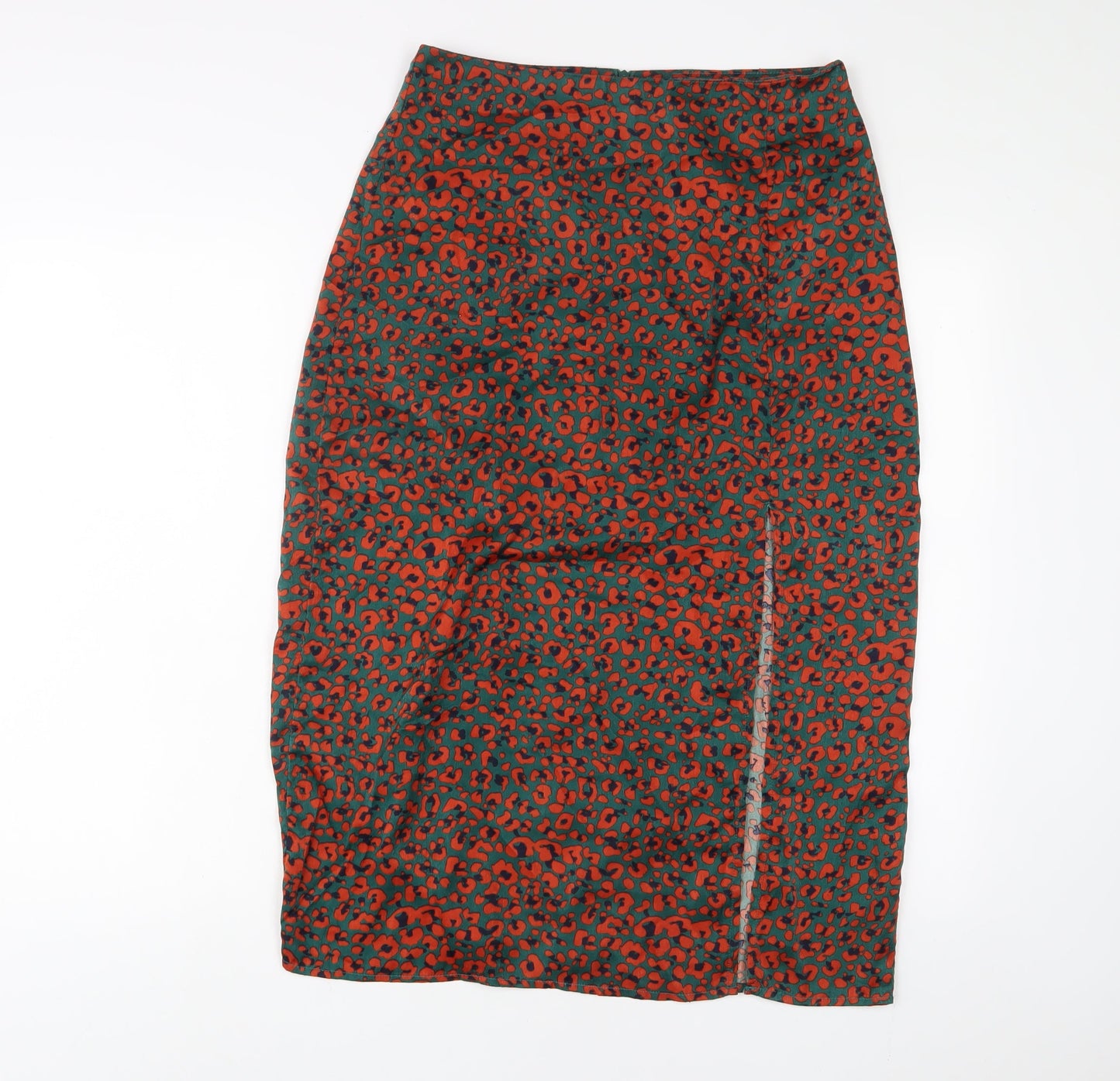 Nasty Gal Womens Multicoloured Animal Print Polyester A-Line Skirt Size 10 Zip - Side slit