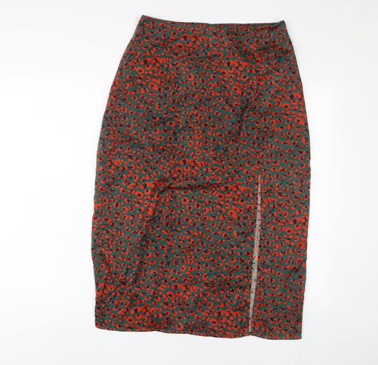 Nasty Gal Womens Multicoloured Animal Print Polyester A-Line Skirt Size 10 Zip - Side slit