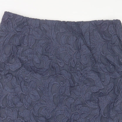 Autograph Womens Blue Polyester A-Line Skirt Size 32 in Zip