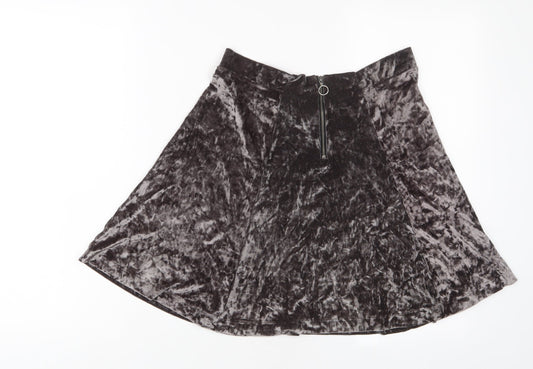 NEXT Womens Grey Polyester A-Line Skirt Size 10 Zip