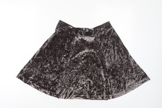 NEXT Womens Grey Polyester A-Line Skirt Size 10 Zip