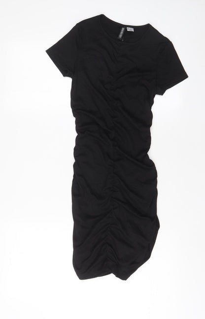 H&M Womens Black Polyester Bodycon Size S Crew Neck Pullover