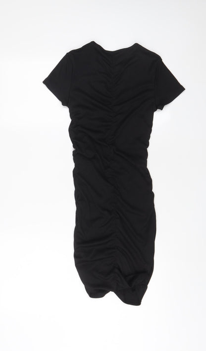 H&M Womens Black Polyester Bodycon Size S Crew Neck Pullover