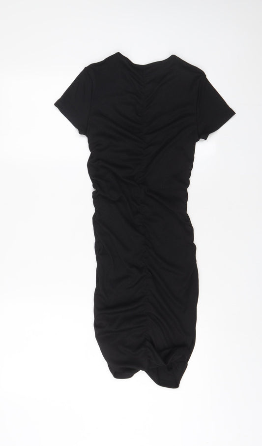 H&M Womens Black Polyester Bodycon Size S Crew Neck Pullover