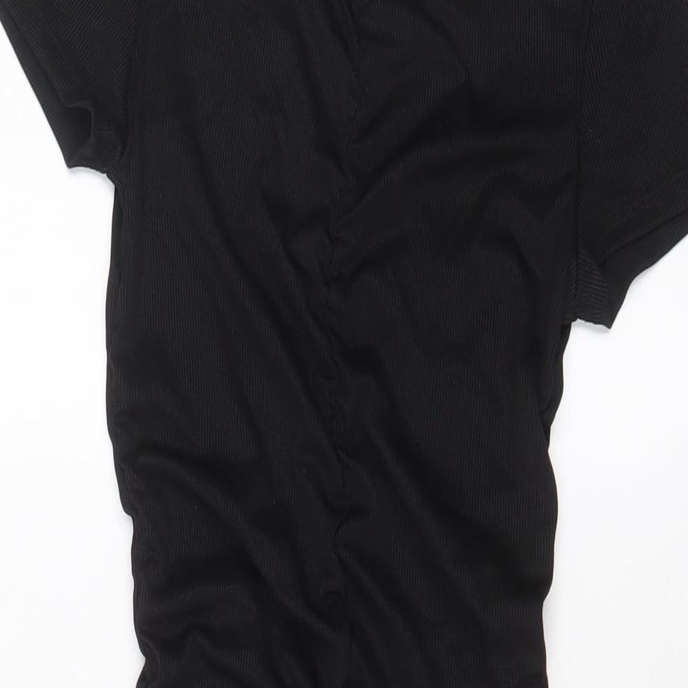H&M Womens Black Polyester Bodycon Size S Crew Neck Pullover