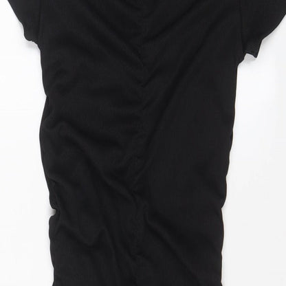 H&M Womens Black Polyester Bodycon Size S Crew Neck Pullover