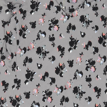 NEXT Womens Grey Floral Viscose A-Line Size 12 V-Neck Zip
