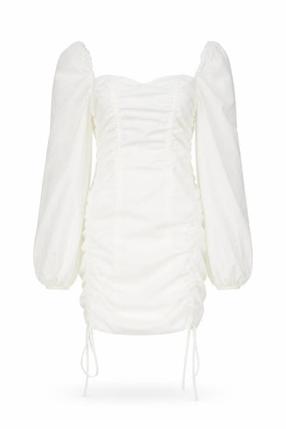 PRETTYLITTLETHING Womens White Polyester A-Line Size 6 Square Neck Zip