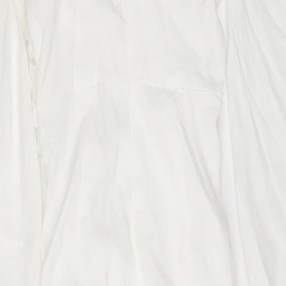 PRETTYLITTLETHING Womens White Polyester A-Line Size 6 Square Neck Zip