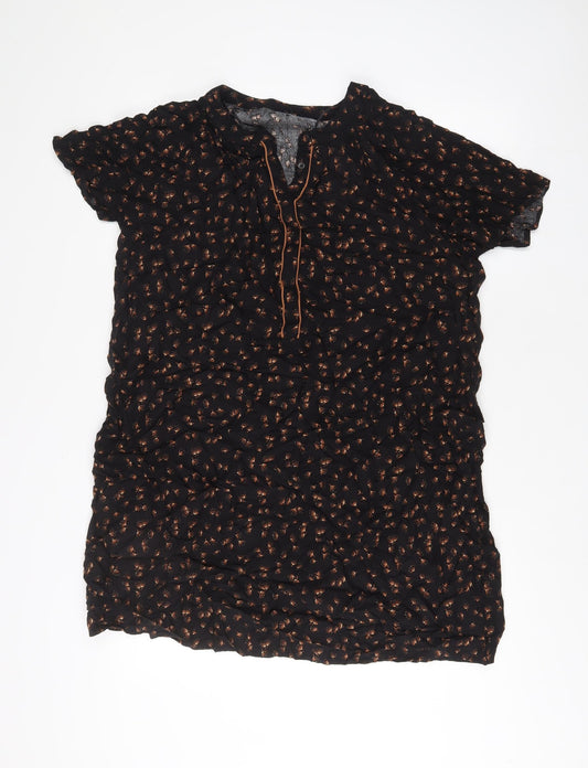 Principles Womens Black Geometric Viscose A-Line Size M V-Neck Pullover