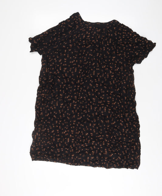 Principles Womens Black Geometric Viscose A-Line Size M V-Neck Pullover