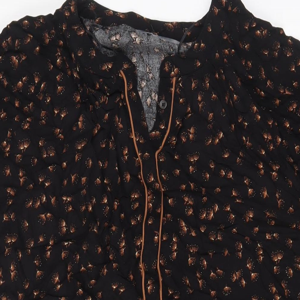 Principles Womens Black Geometric Viscose A-Line Size M V-Neck Pullover