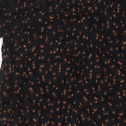 Principles Womens Black Geometric Viscose A-Line Size M V-Neck Pullover