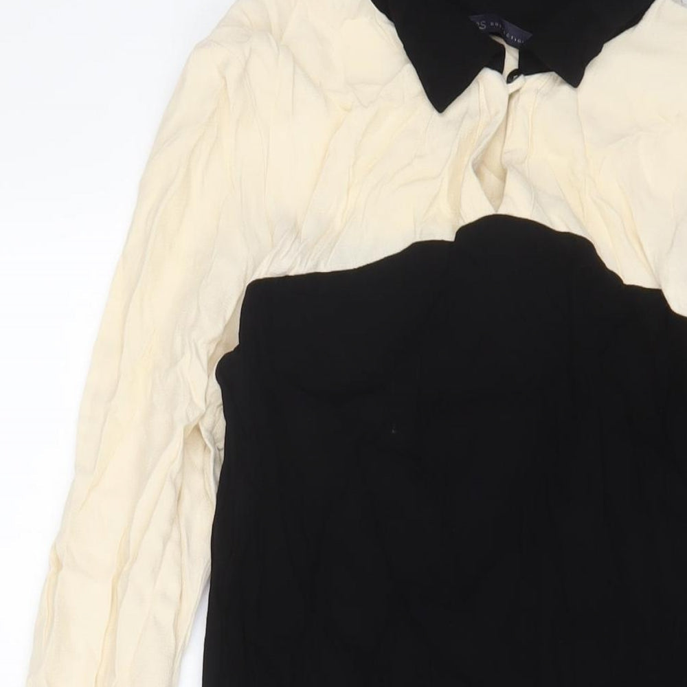 Marks and Spencer Womens Beige Viscose A-Line Size 12 Round Neck Button