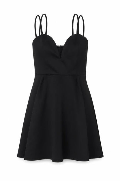 PRETTYLITTLETHING Womens Black Polyester A-Line Size 12 V-Neck