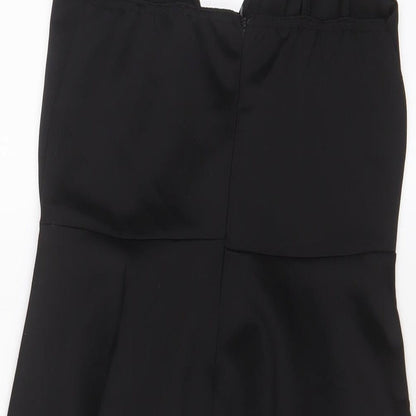 PRETTYLITTLETHING Womens Black Polyester A-Line Size 12 V-Neck