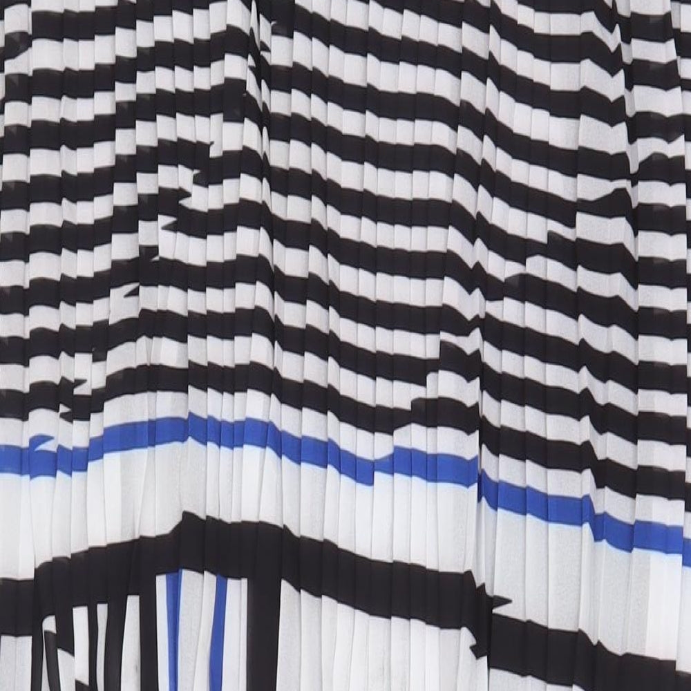John Lewis Womens Multicoloured Striped Polyester A-Line Size 16 Round Neck Hook & Eye - Pleated