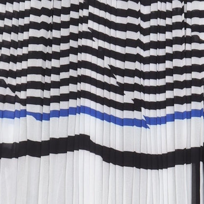 John Lewis Womens Multicoloured Striped Polyester A-Line Size 16 Round Neck Hook & Eye - Pleated