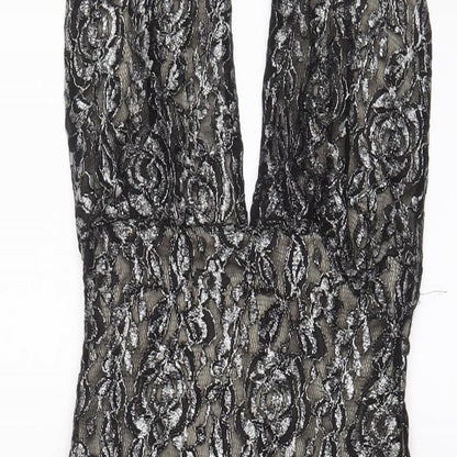 Love Womens Grey Floral Polyester A-Line Size S Halter Button