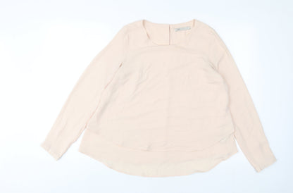 Marks and Spencer Womens Pink Polyester Basic Blouse Size 8 Crew Neck