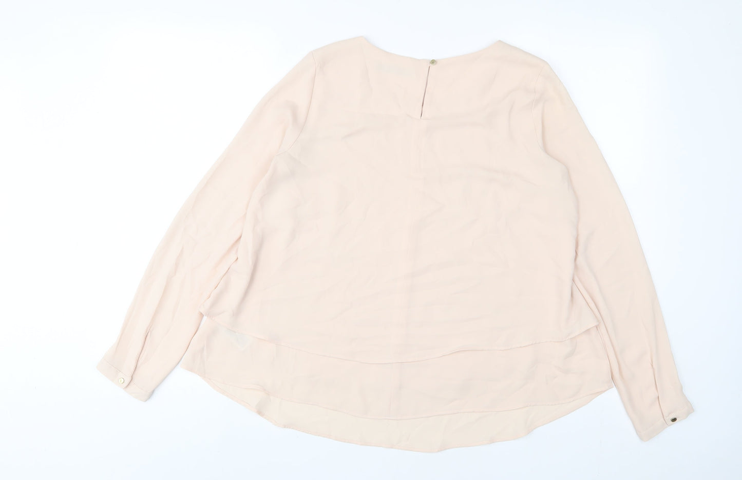 Marks and Spencer Womens Pink Polyester Basic Blouse Size 8 Crew Neck