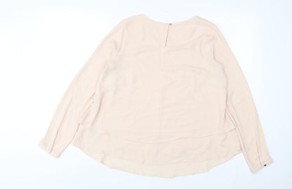 Marks and Spencer Womens Pink Polyester Basic Blouse Size 8 Crew Neck