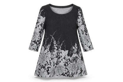 Roman Womens Red Floral Polyester A-Line Size 12 Boat Neck Pullover