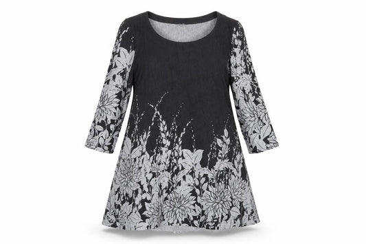 Front view of Roman women’s red floral polyester a-line, size UK 12, boat neck pullover