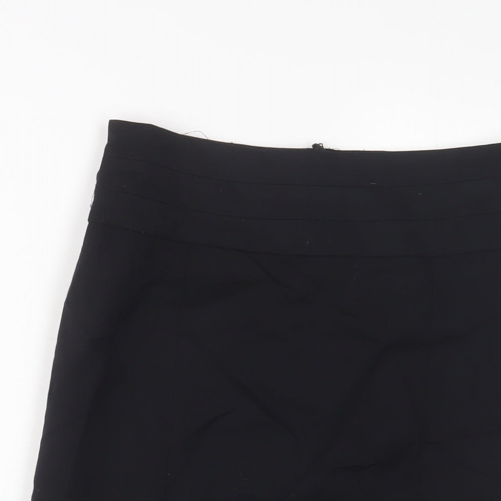 H&M Womens Black Polyester A-Line Skirt Size 8 Zip