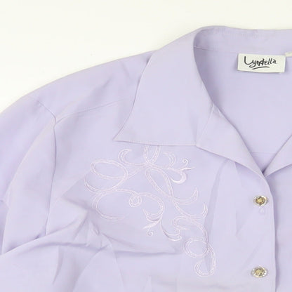 Lyndella Womens Purple Polyester Basic Button-Up Size 22 Collared - Embroidered