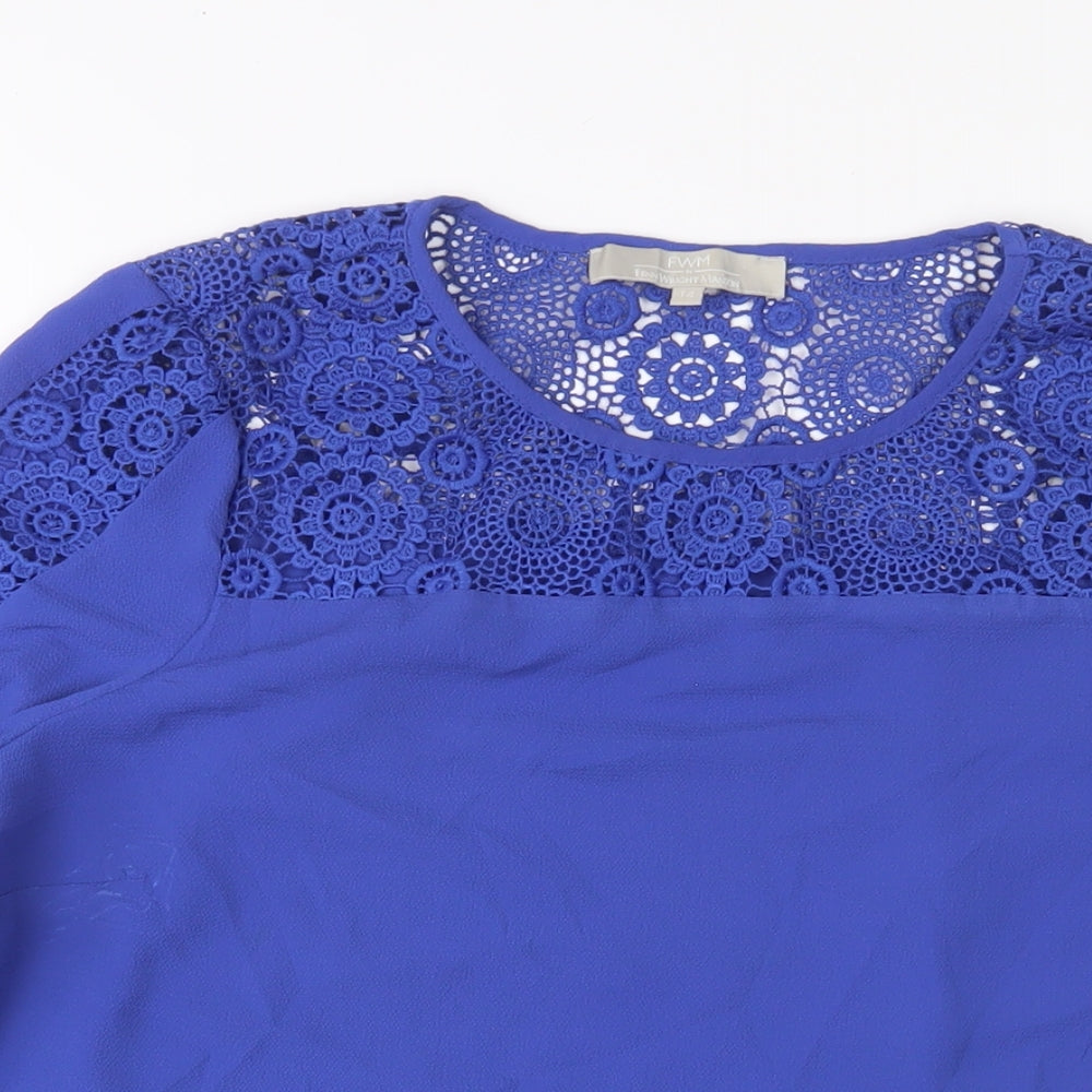 Fenn Wright Manson Womens Blue Polyester Basic T-Shirt Size 14 Crew Neck - Embroidered