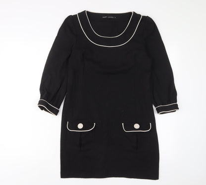 NEXT Womens Black Polyester A-Line Size 12 Scoop Neck Zip