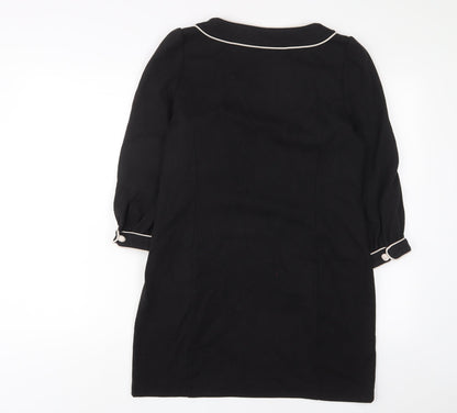 NEXT Womens Black Polyester A-Line Size 12 Scoop Neck Zip