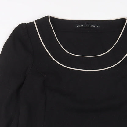 NEXT Womens Black Polyester A-Line Size 12 Scoop Neck Zip
